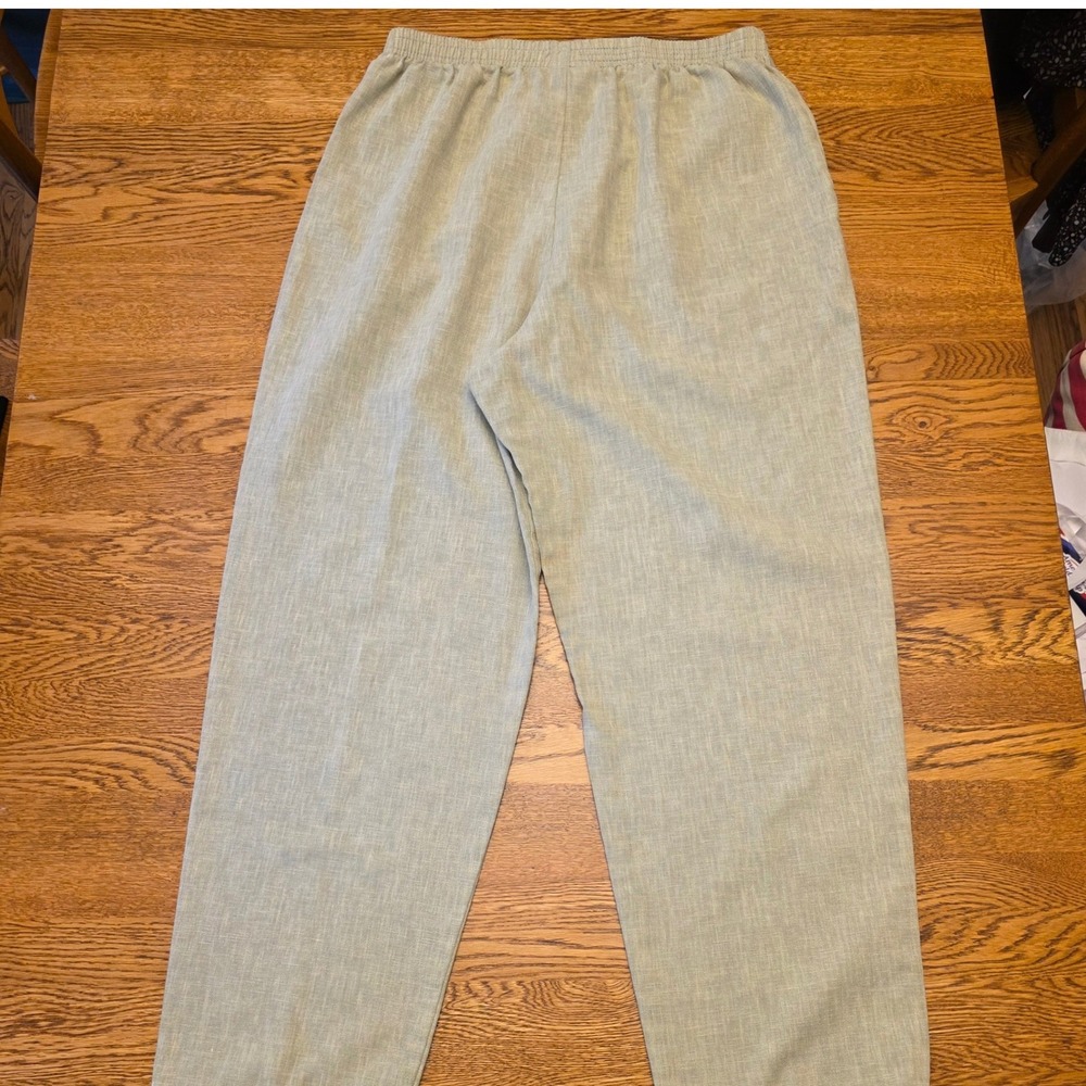 Cherokee Womens Mint Green Linen Look Elastic Waist Straight Leg Pockets Pant